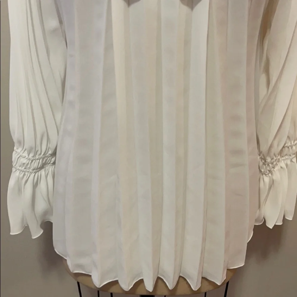 Zara White Pleated Ruffle Sleeve Blouse NWT_3